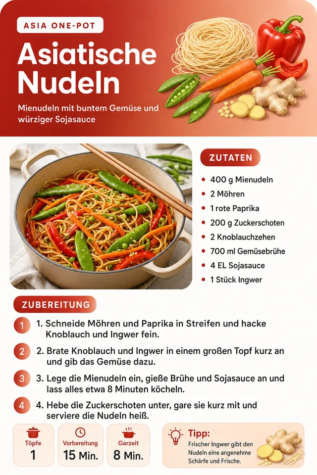 Rezeptseite: Asiatische Nudeln mit Gemüse
